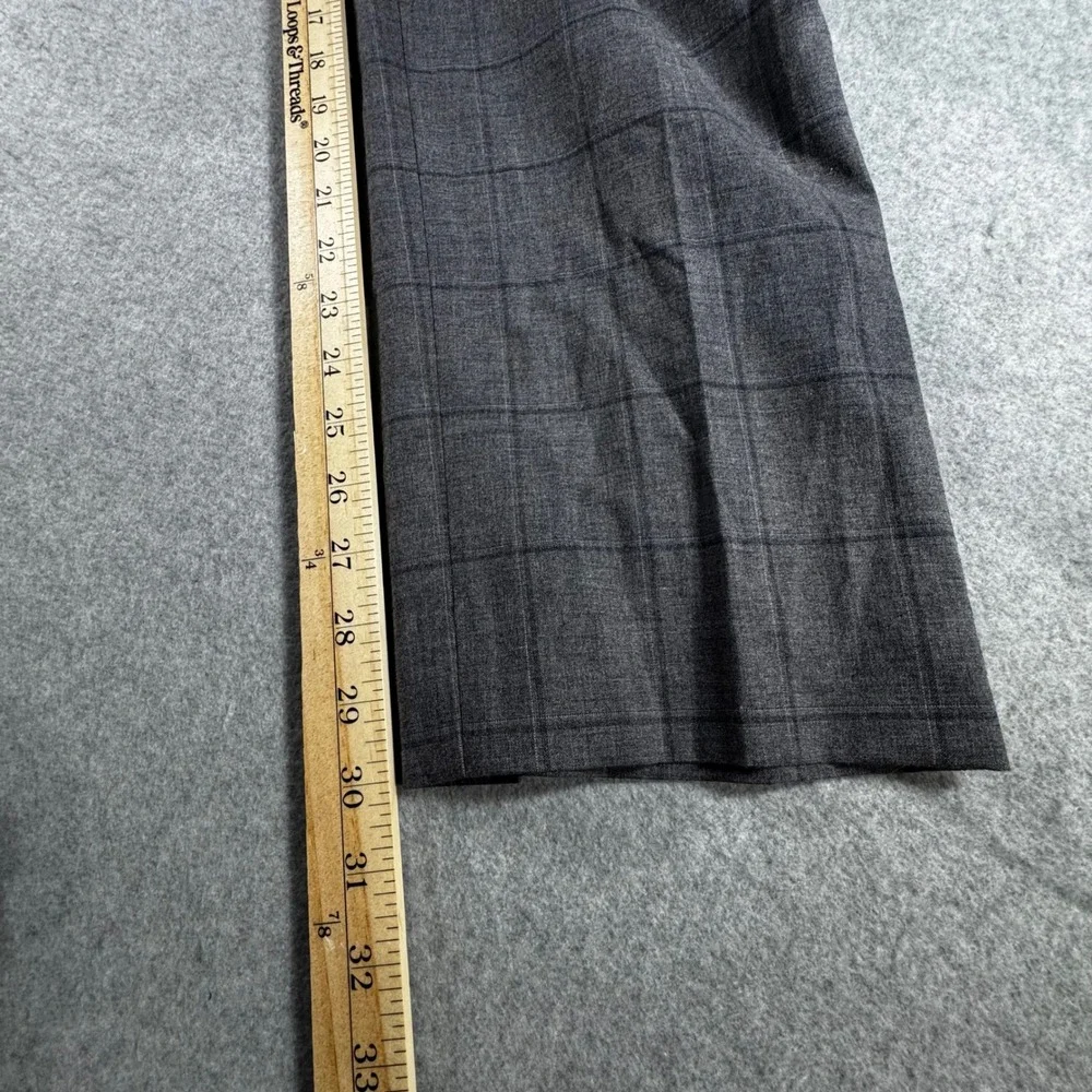 Banana Republic Dress Pants Mens 34x30 Grey Excellent Slim Windowpane Wool Blend